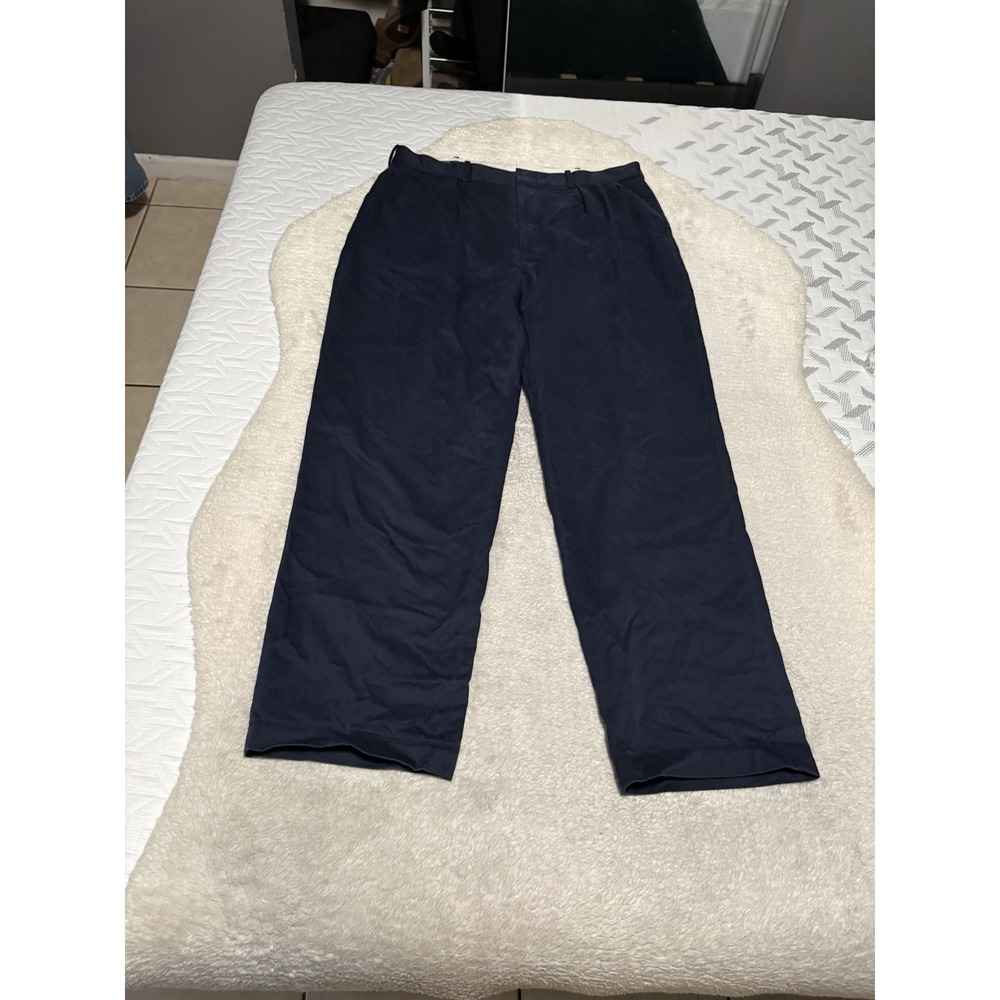 Vintage Polo Ralph Lauren Men's Navy Blue Wide Leg Chino Pants 36x30 Trouser
